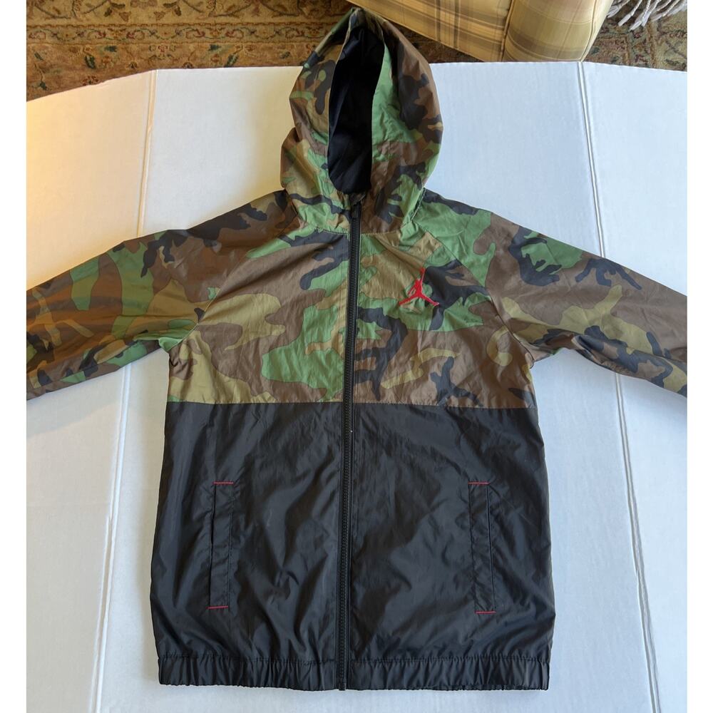 Air Jordan Jumpman Camo Full Zip Windbreaker Jacket Youth L (12-13) Hooded Retro